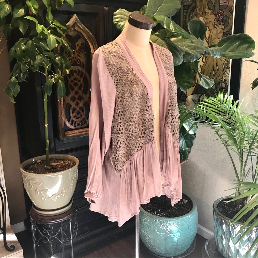 Cypress crochet lace asymmetric kimono cardigan - Picture 5 of 8